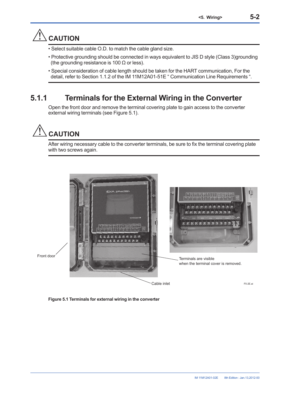Caution | Yokogawa Integral Oxygen Analyzer ZR202 User Manual | Page 74 / 190