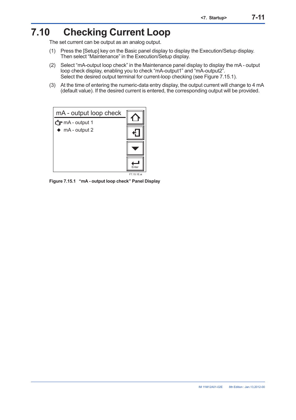 10 checking current loop, Checking current loop -11, Ma - output loop check | Yokogawa Integral Oxygen Analyzer ZR202 User Manual | Page 99 / 190