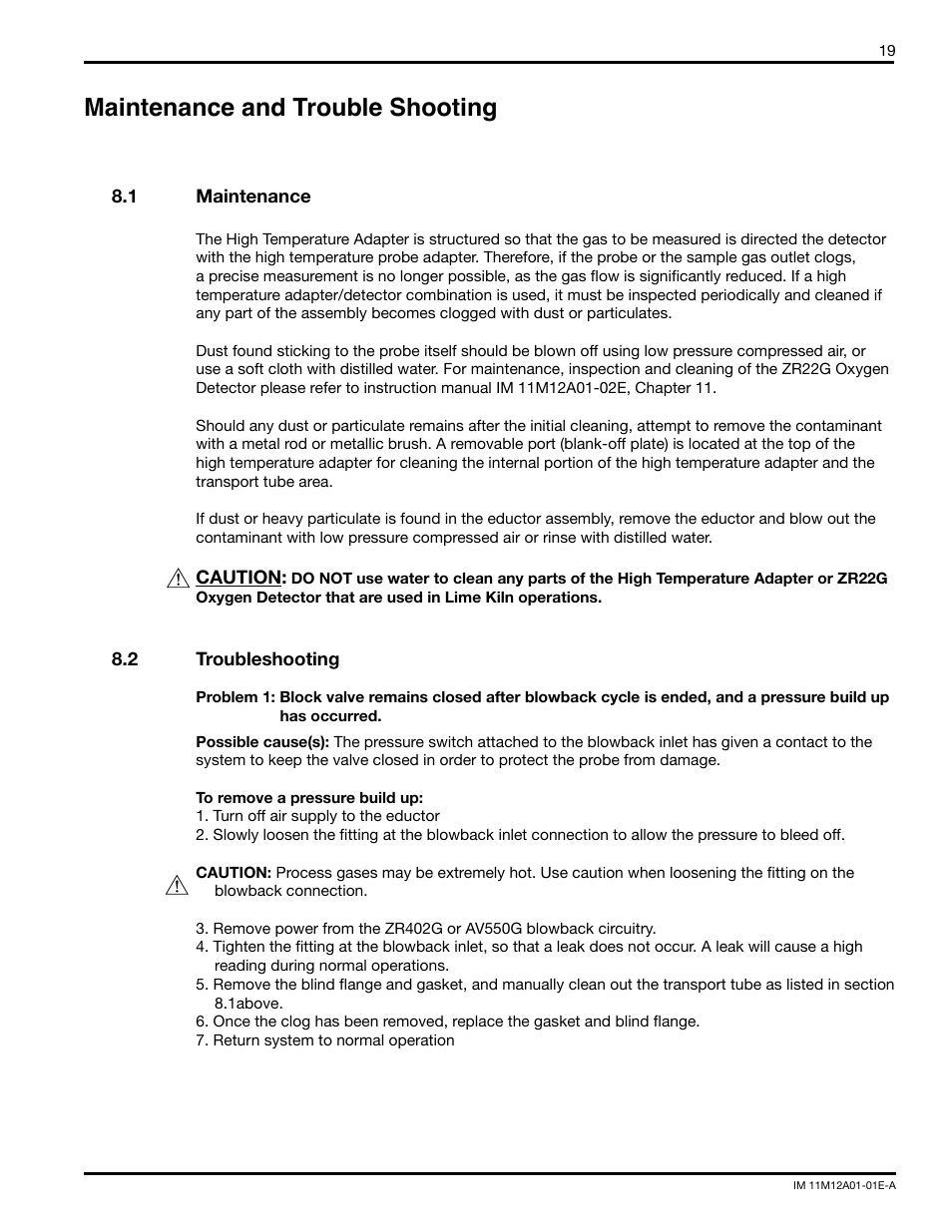 Maintenance and trouble shooting | Yokogawa Single Channel Oxygen Analyzer System ZR22/ZR402 User Manual | Page 19 / 34