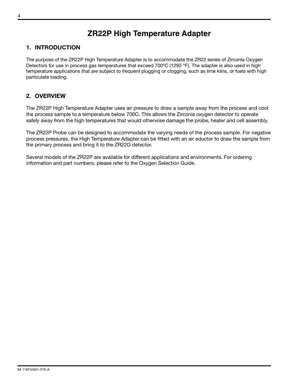 Zr22p high temperature adapter | Yokogawa Single Channel Oxygen Analyzer System ZR22/ZR402 User Manual | Page 4 / 34