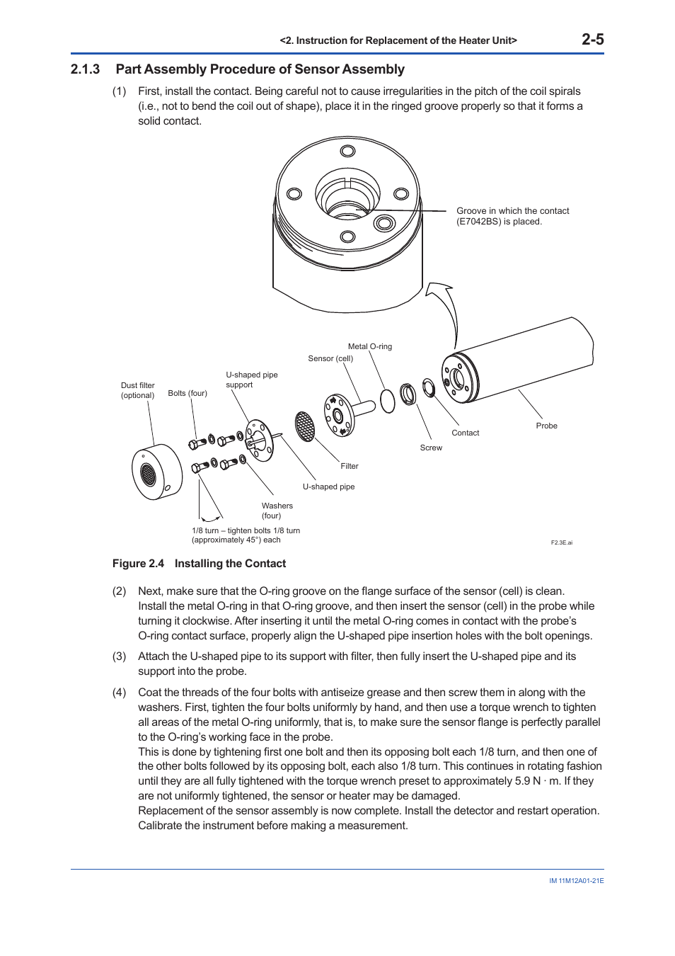 3 part assembly procedure of sensor assembly, Part assembly procedure of sensor assembly -5 | Yokogawa Integral Oxygen Analyzer ZR202 User Manual | Page 14 / 21