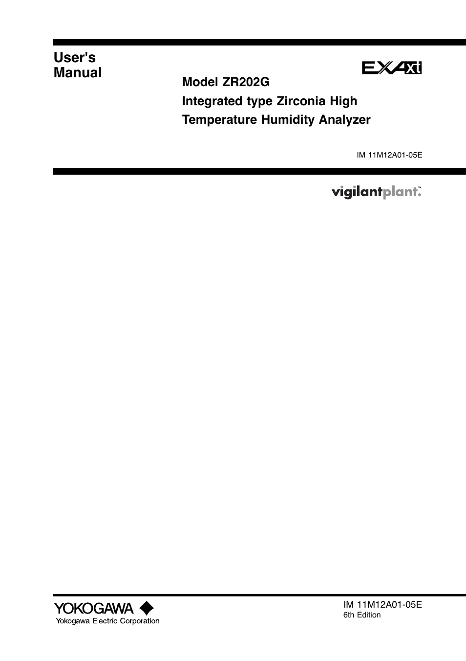 Yokogawa Integral Oxygen Analyzer ZR202 User Manual | 181 pages