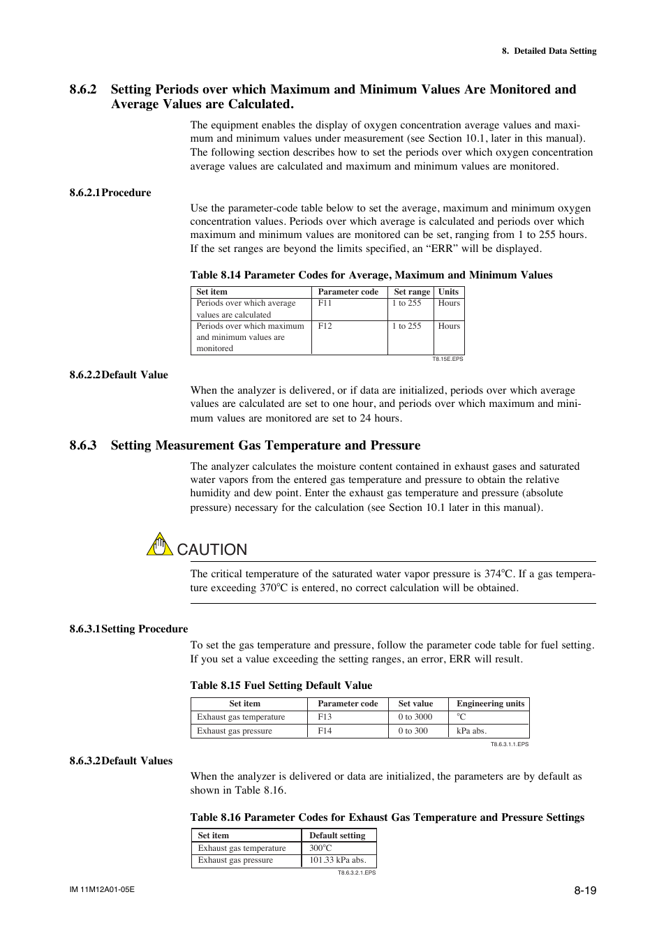 3 setting measurement gas temperature and pressure, Calibration briefs -1, Caution | Yokogawa Integral Oxygen Analyzer ZR202 User Manual | Page 116 / 181