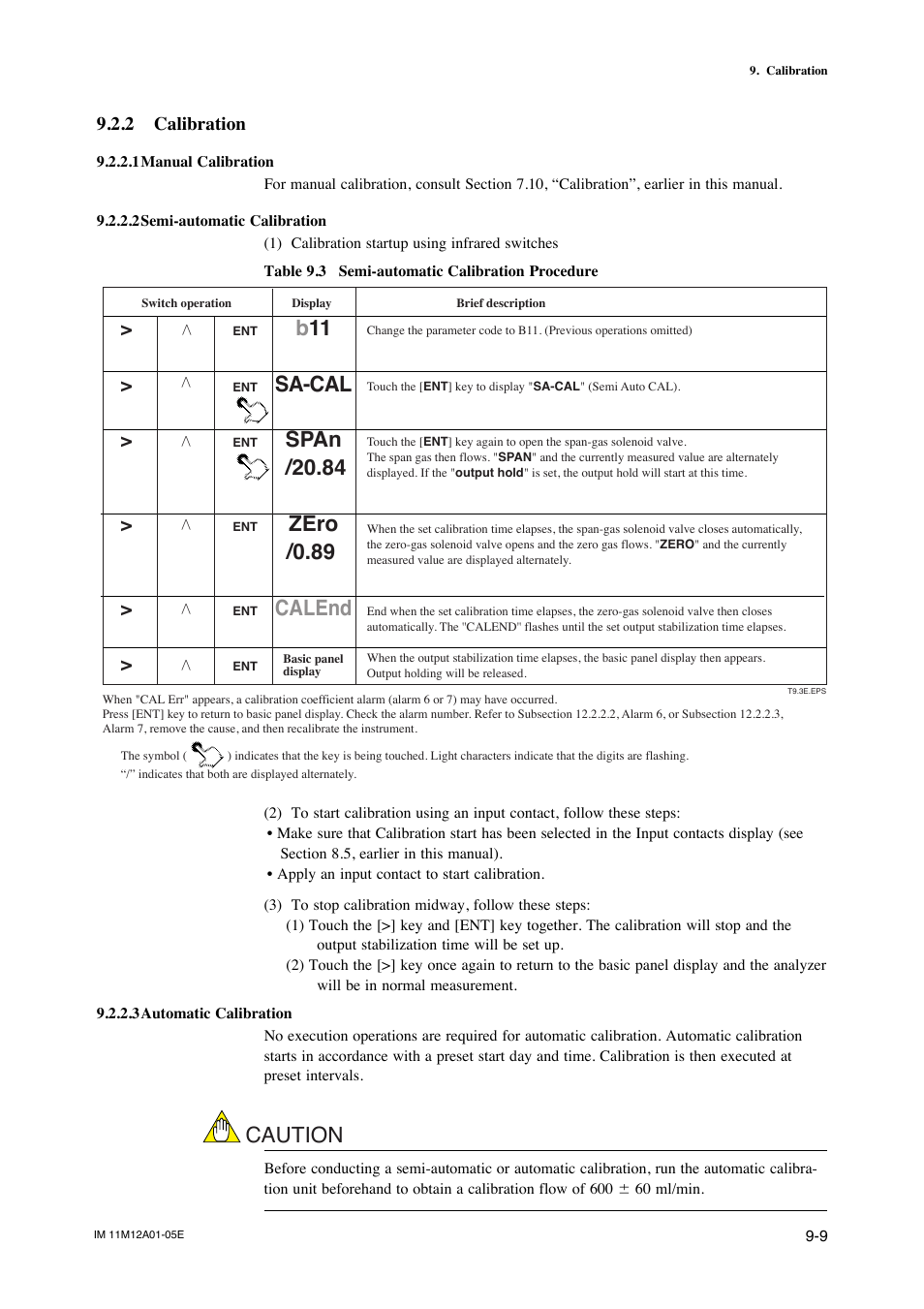 2 calibration, Detailed display -1, Sa-cal | Span, Zero, Calend, Caution | Yokogawa Integral Oxygen Analyzer ZR202 User Manual | Page 126 / 181