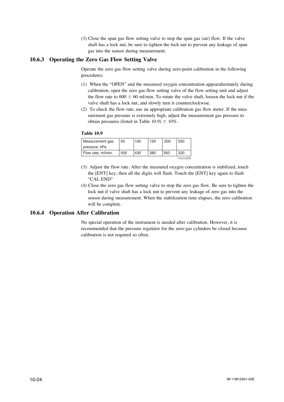 3 operating the zero gas flow setting valve, 4 operation after calibration | Yokogawa Integral Oxygen Analyzer ZR202 User Manual | Page 151 / 181