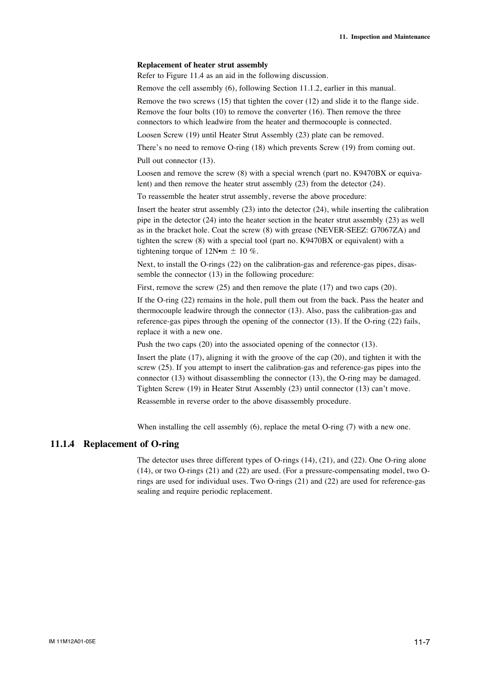 4 replacement of o-ring, 4 replacement of o-ring -7 | Yokogawa Integral Oxygen Analyzer ZR202 User Manual | Page 158 / 181