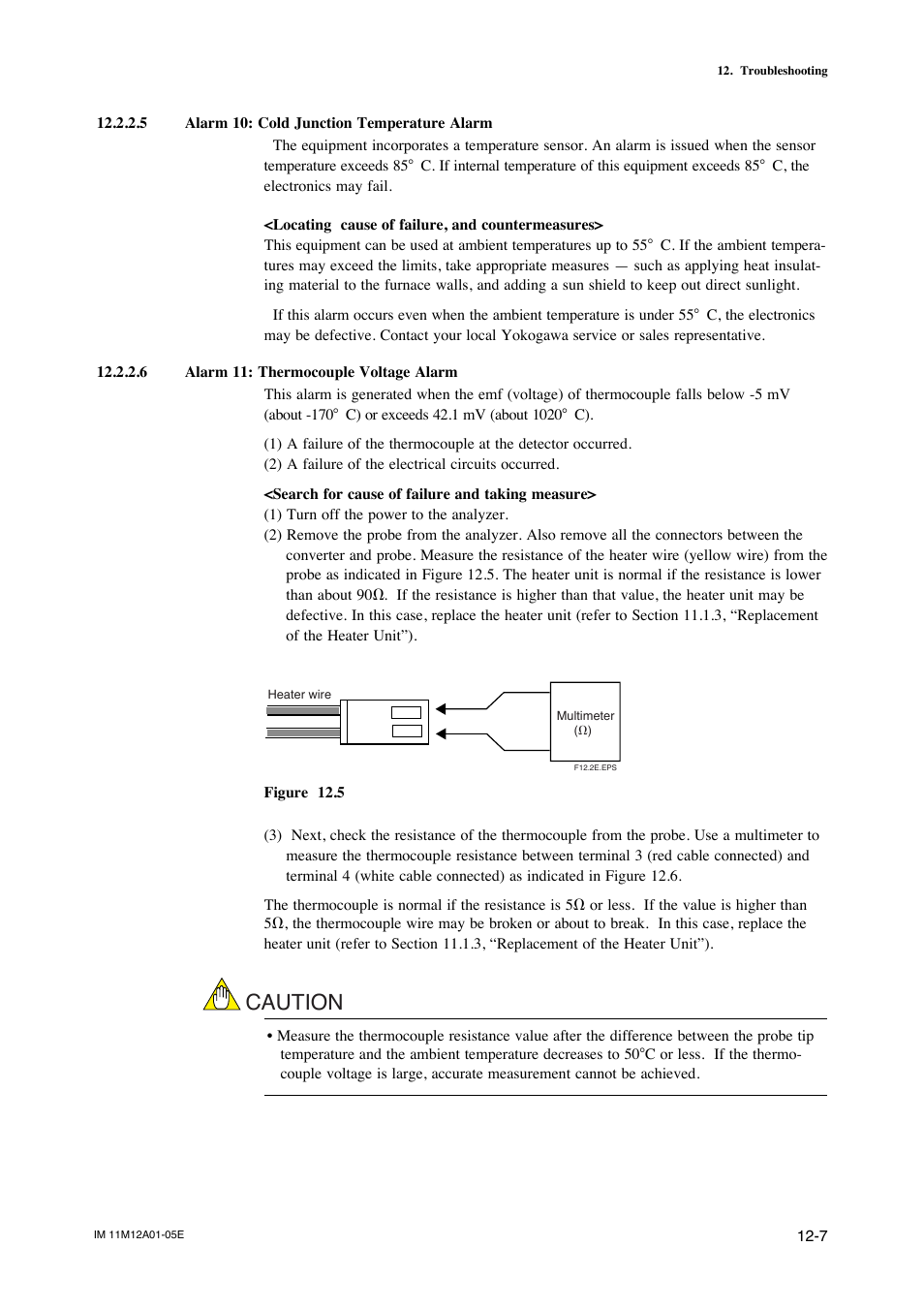 Caution | Yokogawa Integral Oxygen Analyzer ZR202 User Manual | Page 170 / 181