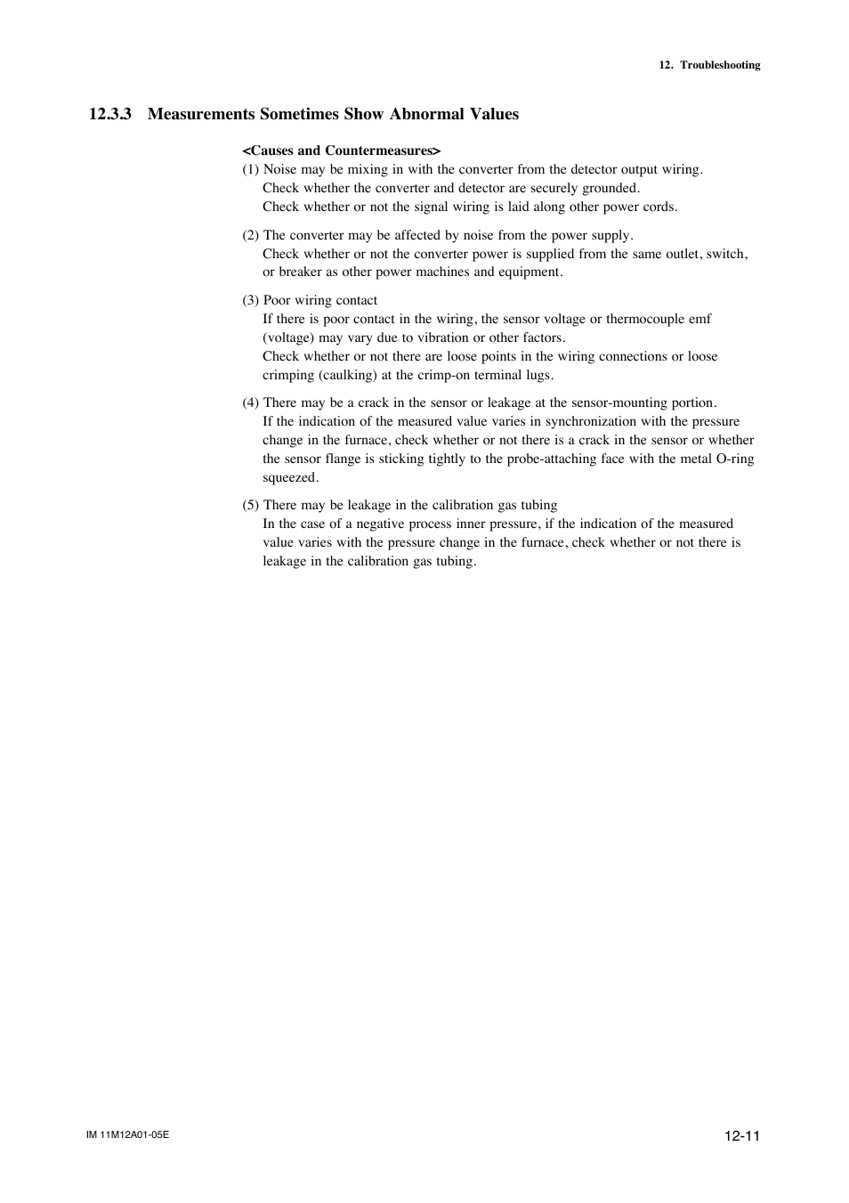 3 measurements sometimes show abnormal values, 3 measurements sometimes show abnormal values -11 | Yokogawa Integral Oxygen Analyzer ZR202 User Manual | Page 174 / 181