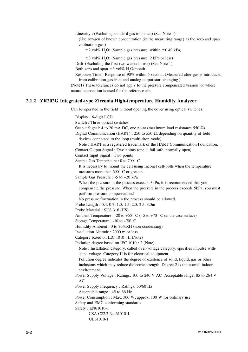 2 zr202g integrated-type zirconia high-temperature, Humidity analyzer -2 | Yokogawa Integral Oxygen Analyzer ZR202 User Manual | Page 20 / 181