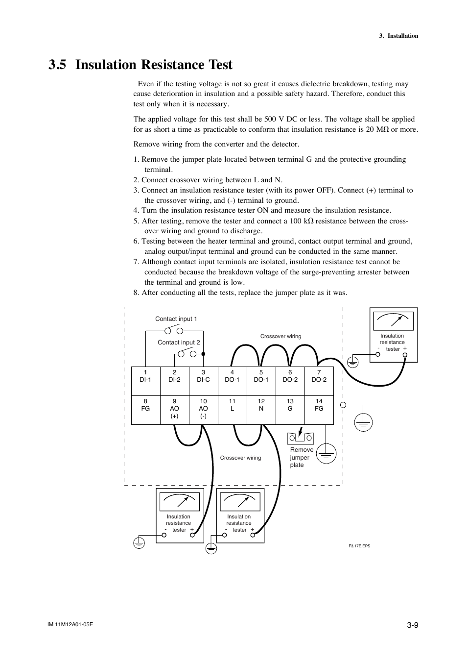 5 insulation resistance test, Insulation resistance test -9 | Yokogawa Integral Oxygen Analyzer ZR202 User Manual | Page 49 / 181