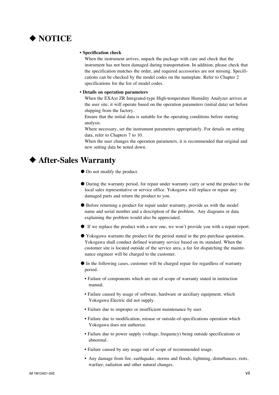 R notice, Rnotice, Rafter-sales warranty | Yokogawa Integral Oxygen Analyzer ZR202 User Manual | Page 8 / 181