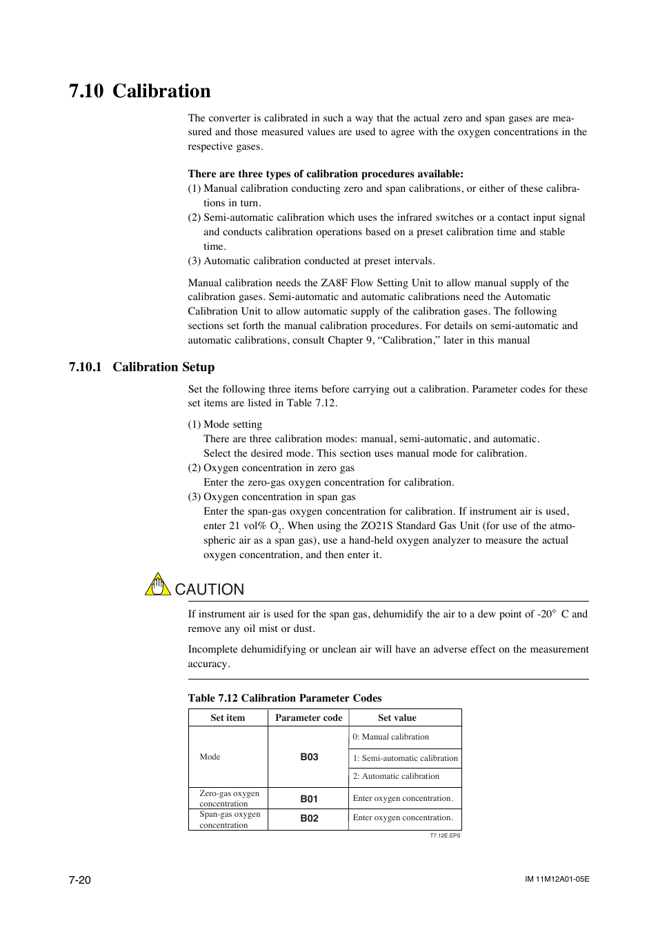 10 calibration, 1 calibration setup, Current output setting -1 | Caution | Yokogawa Integral Oxygen Analyzer ZR202 User Manual | Page 93 / 181