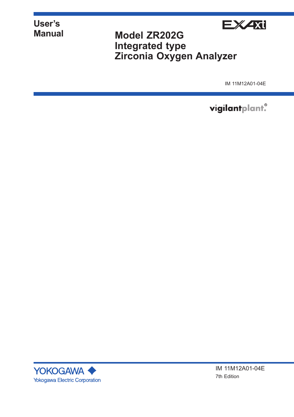 Yokogawa Integral Oxygen Analyzer ZR202 User Manual | 157 pages
