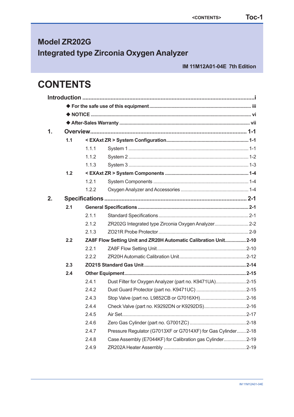 Yokogawa Integral Oxygen Analyzer ZR202 User Manual | Page 10 / 157