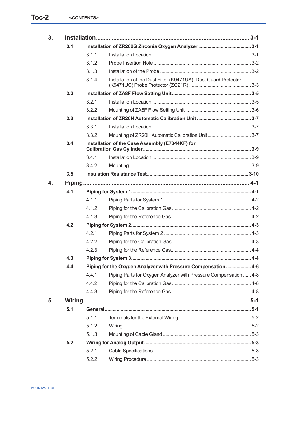 Toc-2 | Yokogawa Integral Oxygen Analyzer ZR202 User Manual | Page 11 / 157