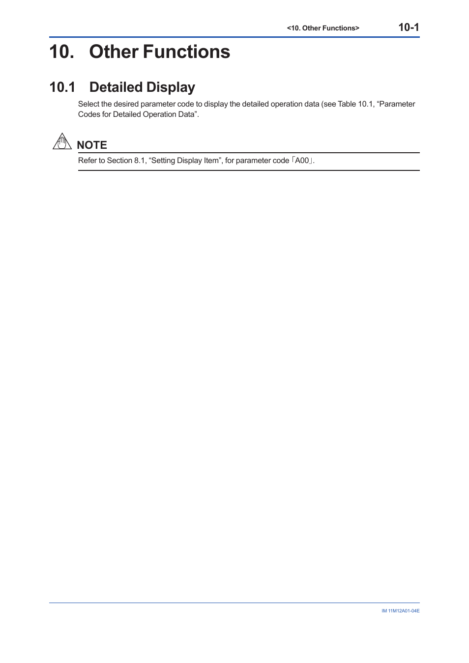 Other functions, 1 detailed display, Other functions -1 | Detailed display -1 | Yokogawa Integral Oxygen Analyzer ZR202 User Manual | Page 110 / 157