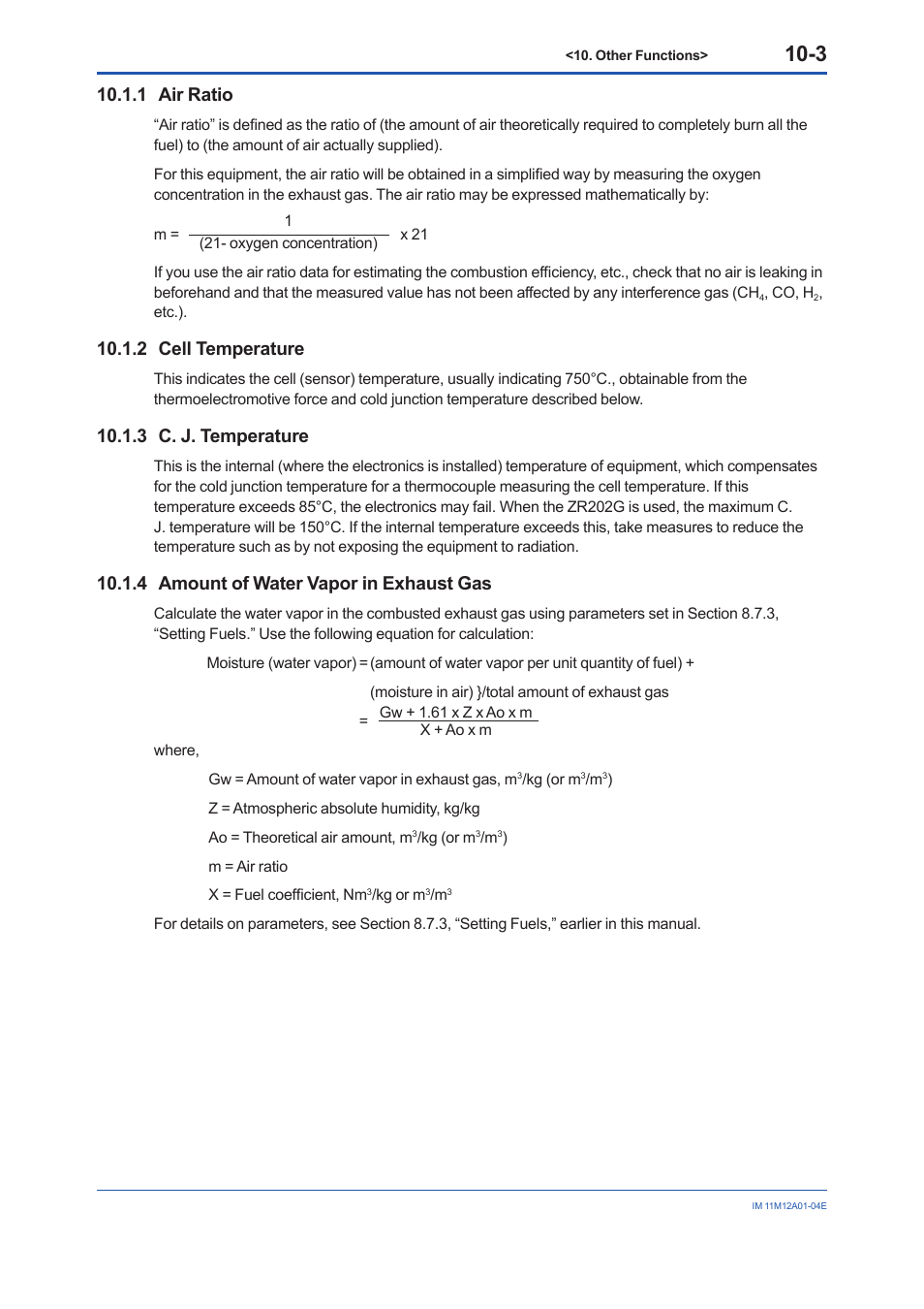 1 air ratio, 2 cell temperature, 3 c. j. temperature | 4 amount of water vapor in exhaust gas, Air ratio -3, Cell temperature -3, C. j. temperature -3, Amount of water vapor in exhaust gas -3 | Yokogawa Integral Oxygen Analyzer ZR202 User Manual | Page 112 / 157