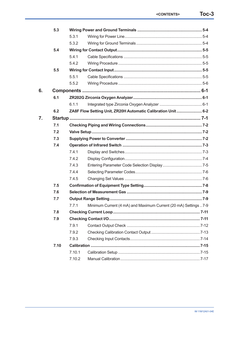 Toc-3 | Yokogawa Integral Oxygen Analyzer ZR202 User Manual | Page 12 / 157