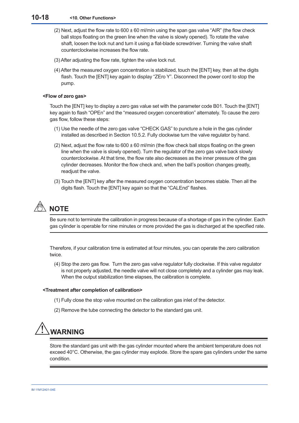 Warning | Yokogawa Integral Oxygen Analyzer ZR202 User Manual | Page 127 / 157