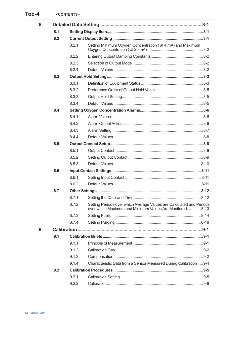 Toc-4 | Yokogawa Integral Oxygen Analyzer ZR202 User Manual | Page 13 / 157