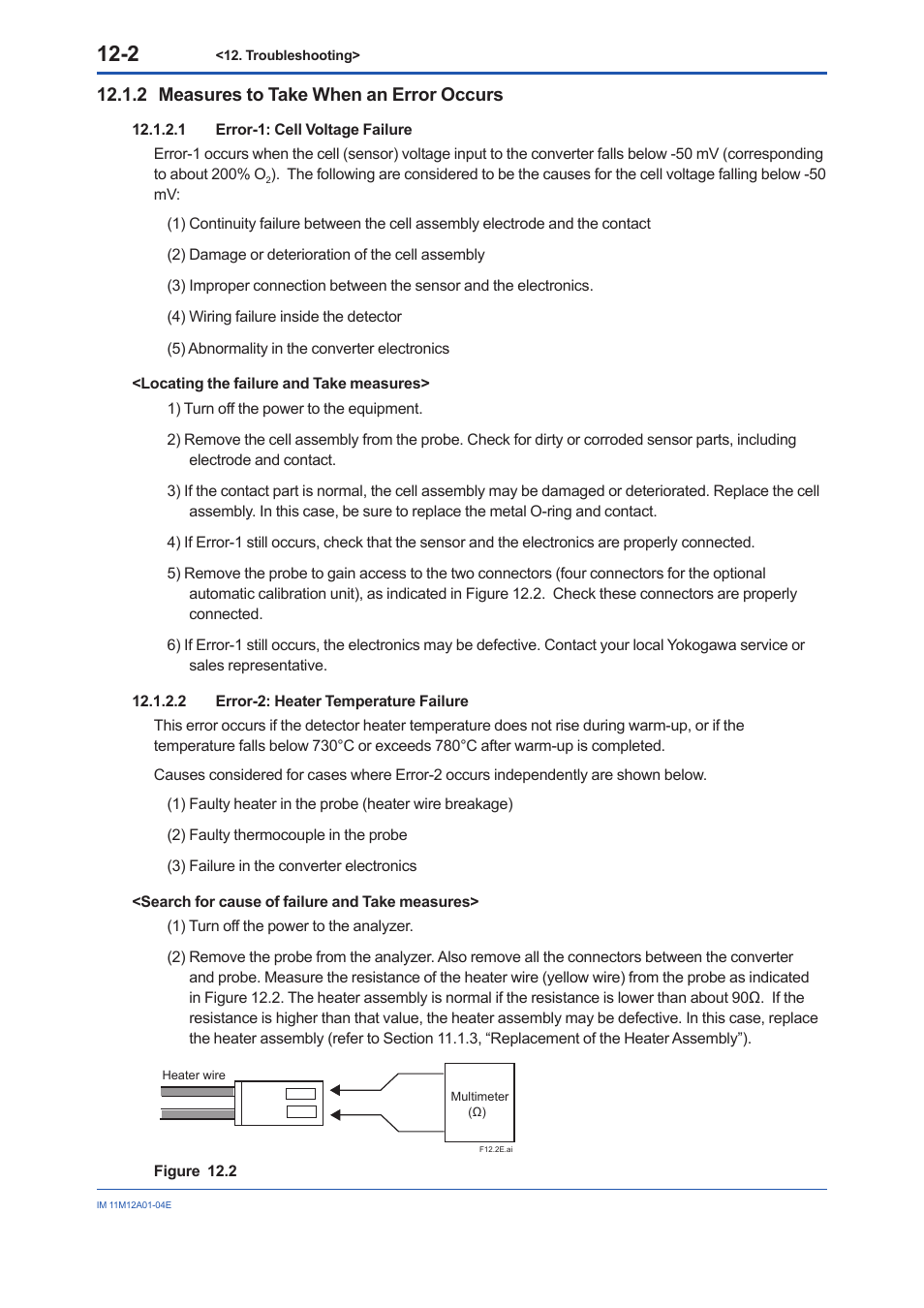 2 measures to take when an error occurs, Measures to take when an error occurs -2 | Yokogawa Integral Oxygen Analyzer ZR202 User Manual | Page 141 / 157