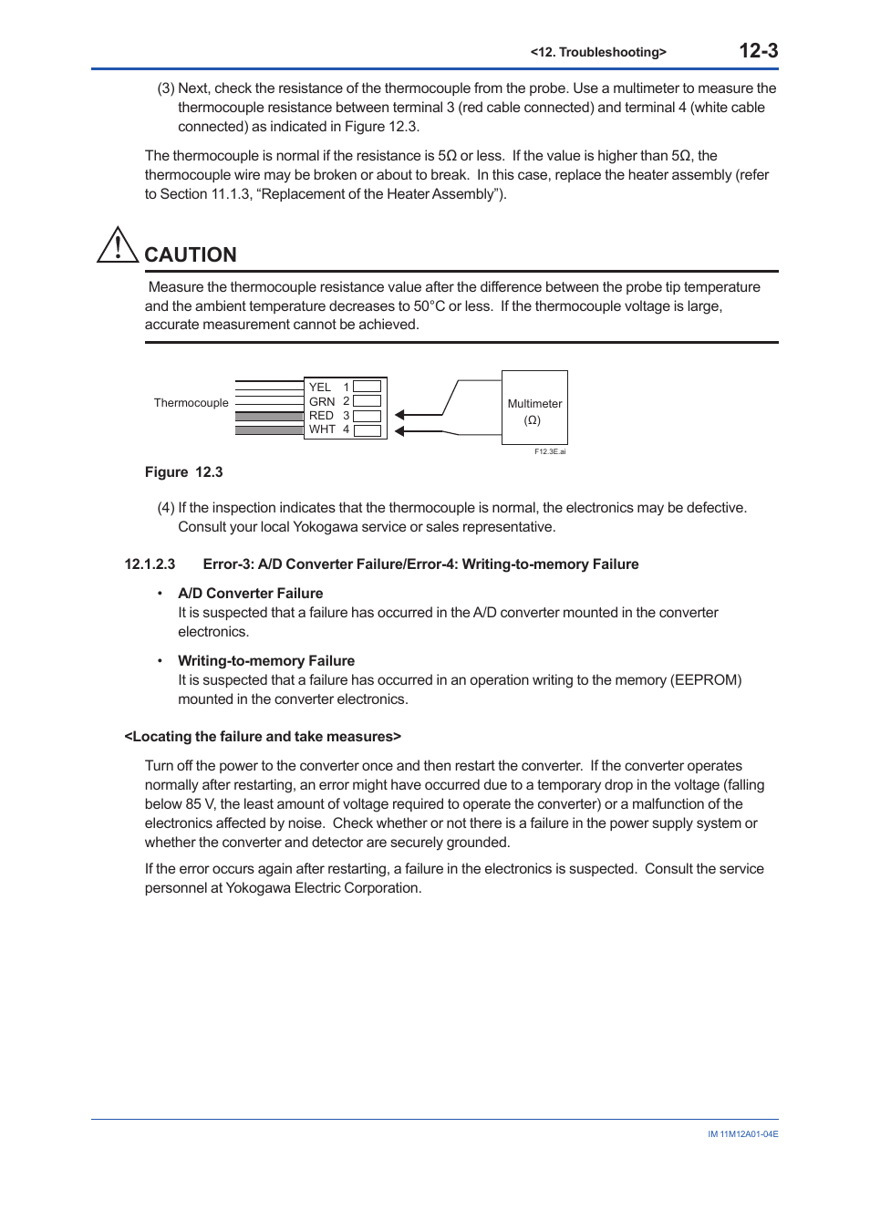 Caution | Yokogawa Integral Oxygen Analyzer ZR202 User Manual | Page 142 / 157
