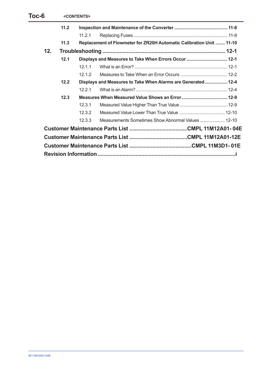 Toc-6 | Yokogawa Integral Oxygen Analyzer ZR202 User Manual | Page 15 / 157