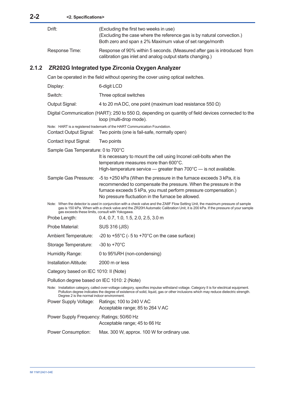 2 zr202g integrated type zirconia oxygen analyzer, Zr202g integrated type zirconia oxygen analyzer -2 | Yokogawa Integral Oxygen Analyzer ZR202 User Manual | Page 21 / 157