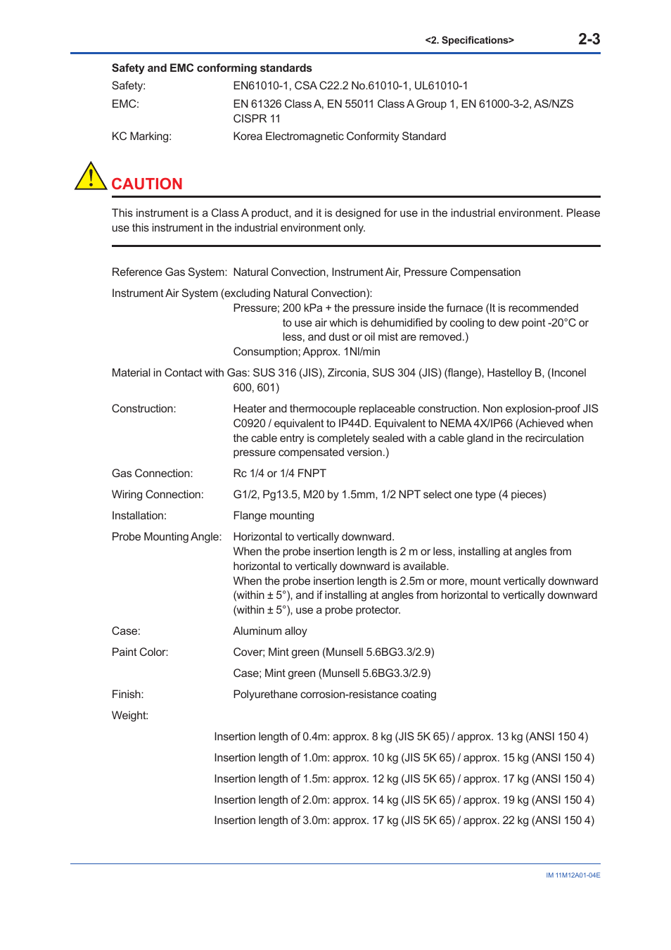 Caution | Yokogawa Integral Oxygen Analyzer ZR202 User Manual | Page 22 / 157