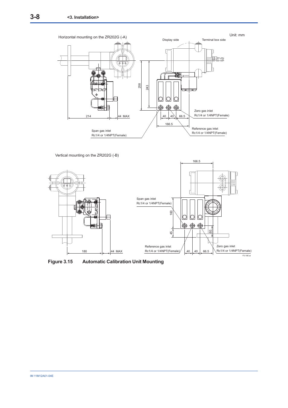 Figure 3.15 automatic calibration unit mounting | Yokogawa Integral Oxygen Analyzer ZR202 User Manual | Page 47 / 157