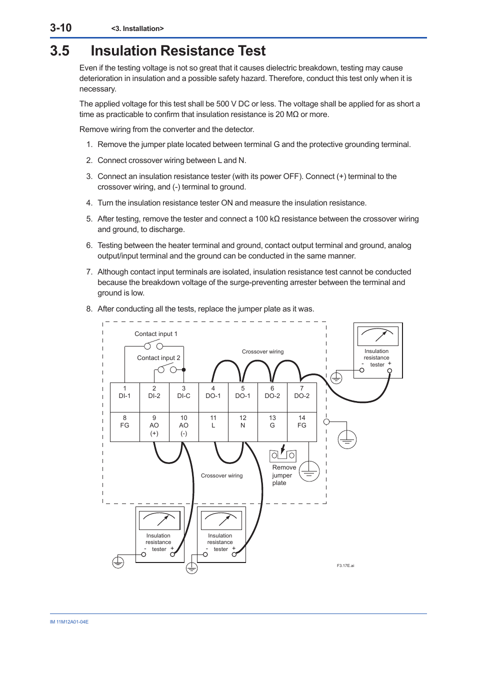 5 insulation resistance test, Insulation resistance test -10 | Yokogawa Integral Oxygen Analyzer ZR202 User Manual | Page 49 / 157