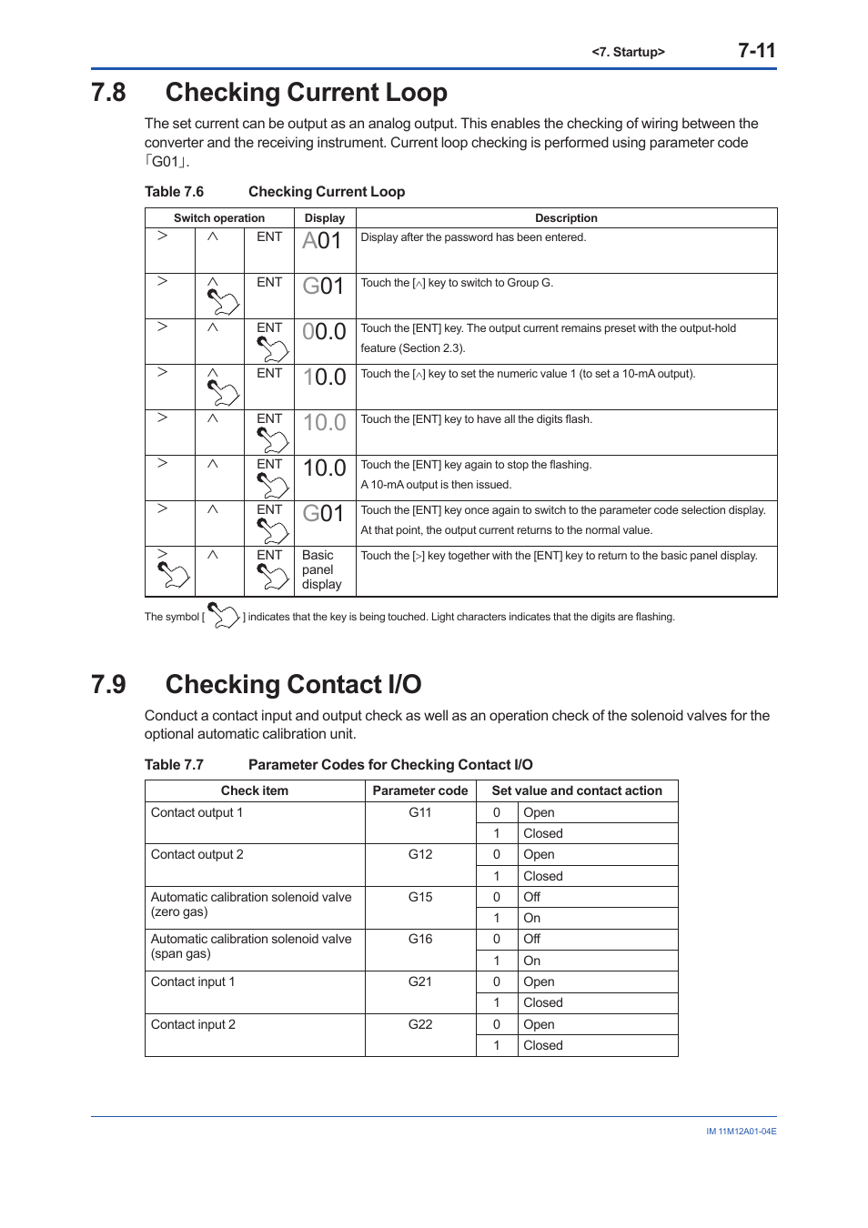 8 checking current loop, 9 checking contact i/o, Checking current loop -11 | Checking contact i/o -11 | Yokogawa Integral Oxygen Analyzer ZR202 User Manual | Page 76 / 157