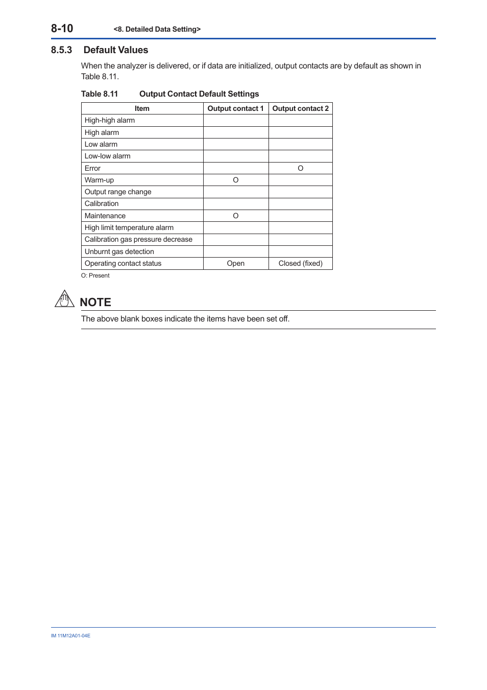 3 default values, Default values -10 | Yokogawa Integral Oxygen Analyzer ZR202 User Manual | Page 93 / 157