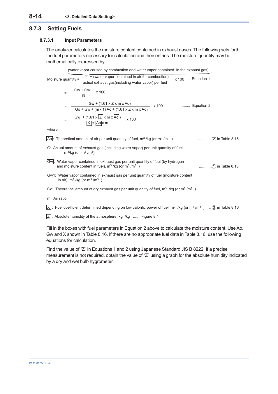 3 setting fuels, Setting fuels -14 | Yokogawa Integral Oxygen Analyzer ZR202 User Manual | Page 97 / 157