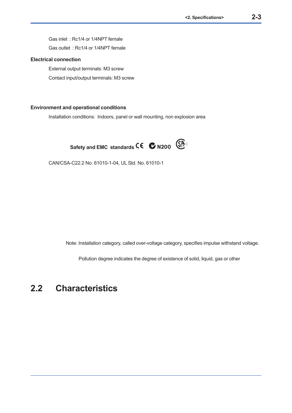 2 characteristics, Characteristics -3 | Yokogawa Low Concentration (ppm) Zirconia Oxygen Analyzer OX400 User Manual | Page 14 / 67