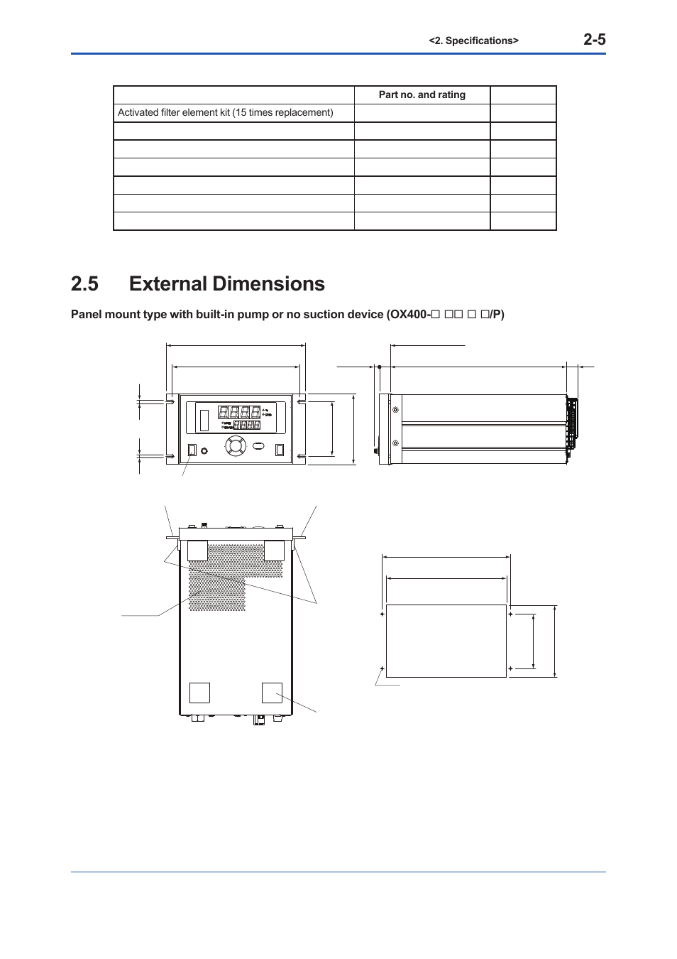 5 external dimensions, External dimensions -5 | Yokogawa Low Concentration (ppm) Zirconia Oxygen Analyzer OX400 User Manual | Page 16 / 67