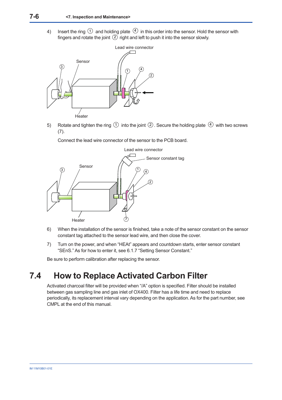 4 how to replace activated carbon filter | Yokogawa Low Concentration (ppm) Zirconia Oxygen Analyzer OX400 User Manual | Page 59 / 67