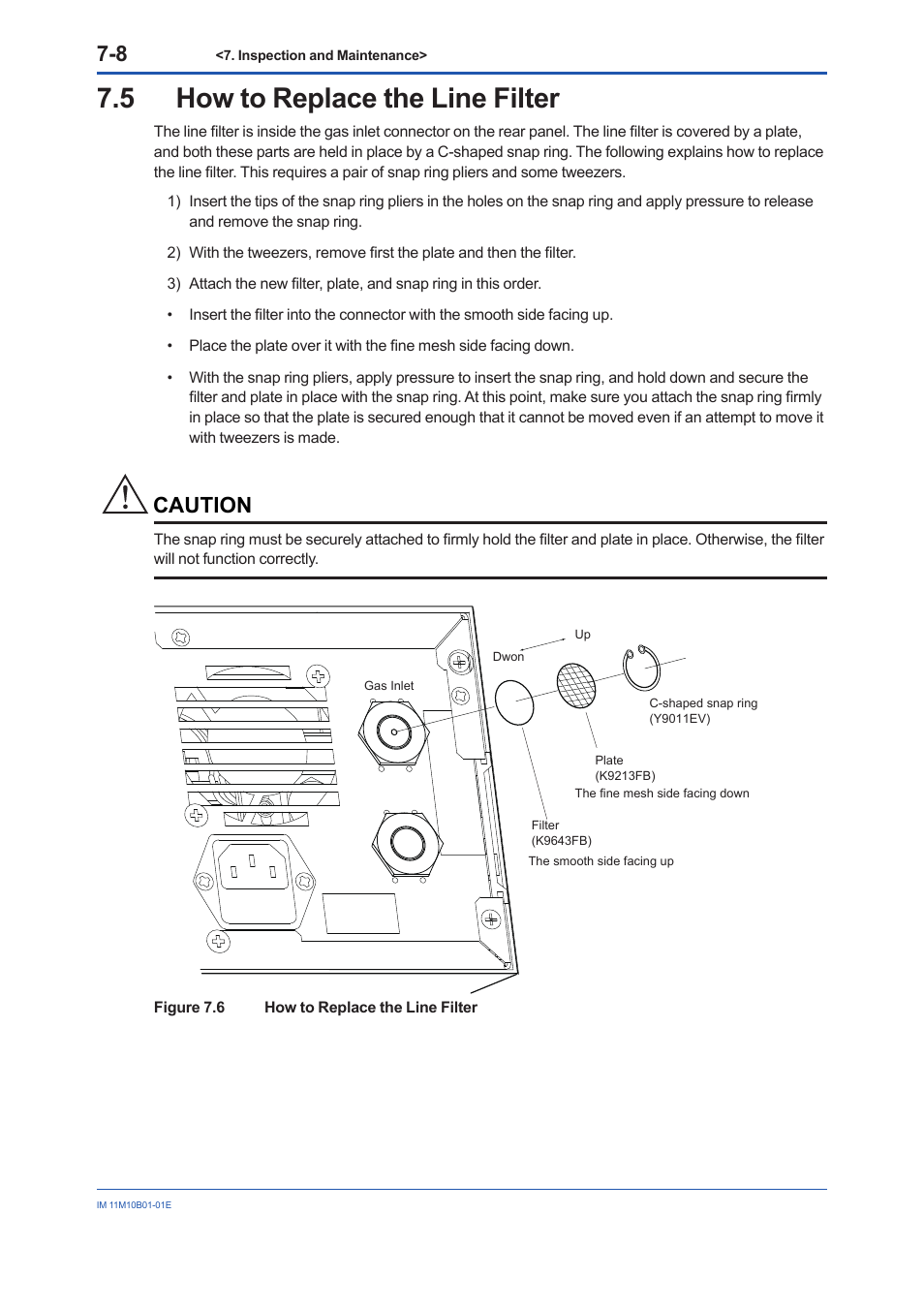 5 how to replace the line filter, Caution | Yokogawa Low Concentration (ppm) Zirconia Oxygen Analyzer OX400 User Manual | Page 61 / 67