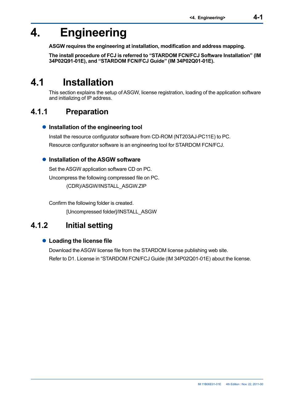 Engineering, 1 installation, 1 preparation | 2 initial setting, Engineering -1, 1 installation -1, Preparation -1, Initial setting -1 | Yokogawa GC1000 Mark II Process Gas Chromatograph User Manual | Page 14 / 41