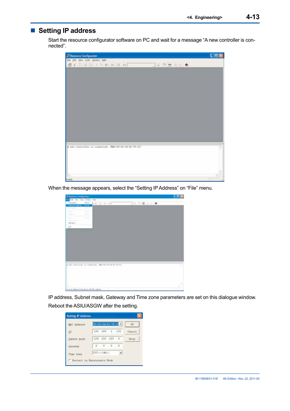 Nsetting ip address | Yokogawa GC1000 Mark II Process Gas Chromatograph User Manual | Page 26 / 41