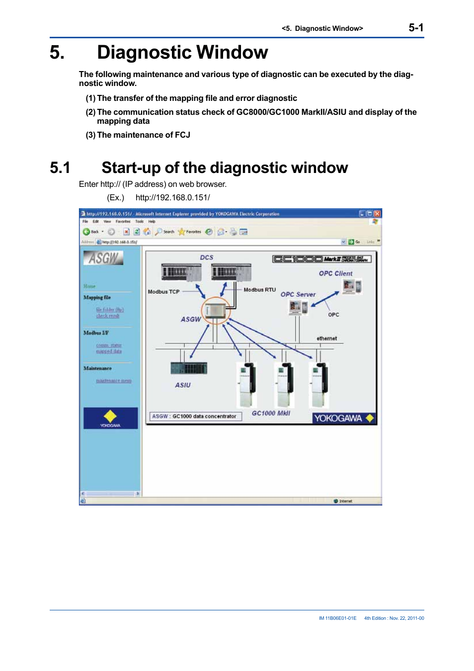 Diagnostic window, 1 start-up of the diagnostic window, Diagnostic window -1 | Start-up of the diagnostic window -1 | Yokogawa GC1000 Mark II Process Gas Chromatograph User Manual | Page 30 / 41