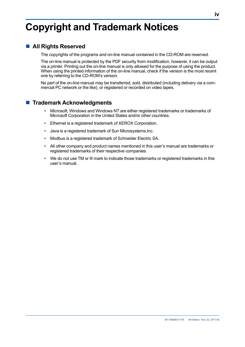 Copyright and trademark notices, Nall rights reserved, Ntrademark acknowledgments | Yokogawa GC1000 Mark II Process Gas Chromatograph User Manual | Page 5 / 41