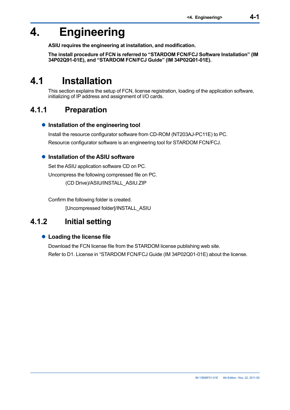 Engineering, 1 installation, 1 preparation | 2 initial setting, Engineering -1, 1 installation -1, Preparation -1, Initial setting -1 | Yokogawa GC1000 Mark II Process Gas Chromatograph User Manual | Page 13 / 24