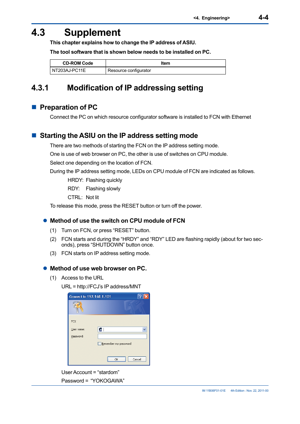 3 supplement, 1 modification of ip addressing setting, 3 supplement -4 | Modification of ip addressing setting -4, Npreparation of pc, Nstarting the asiu on the ip address setting mode | Yokogawa GC1000 Mark II Process Gas Chromatograph User Manual | Page 16 / 24