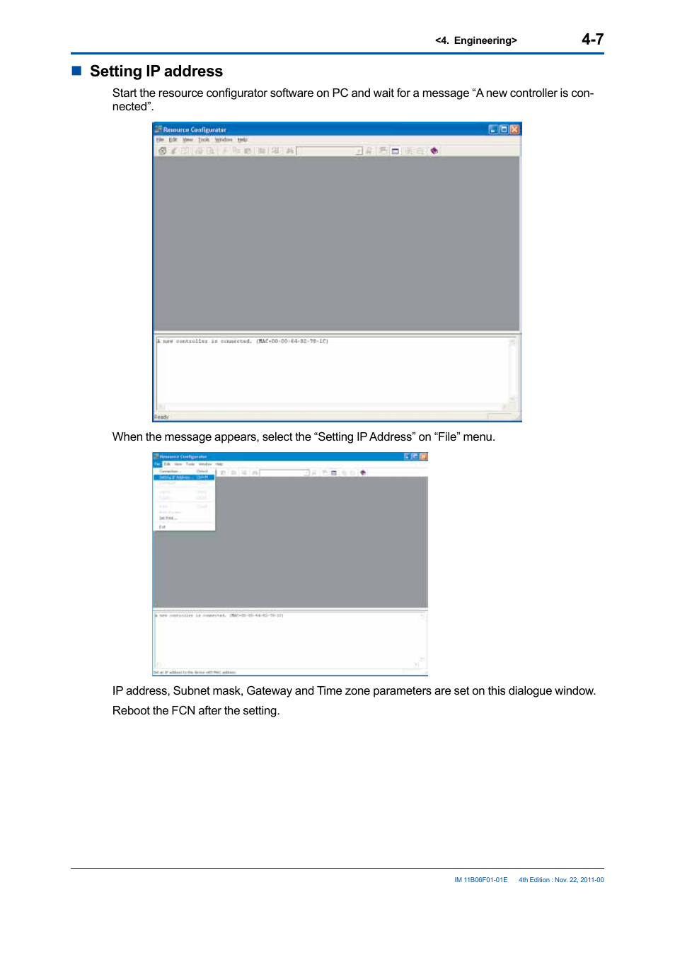 Nsetting ip address | Yokogawa GC1000 Mark II Process Gas Chromatograph User Manual | Page 19 / 24