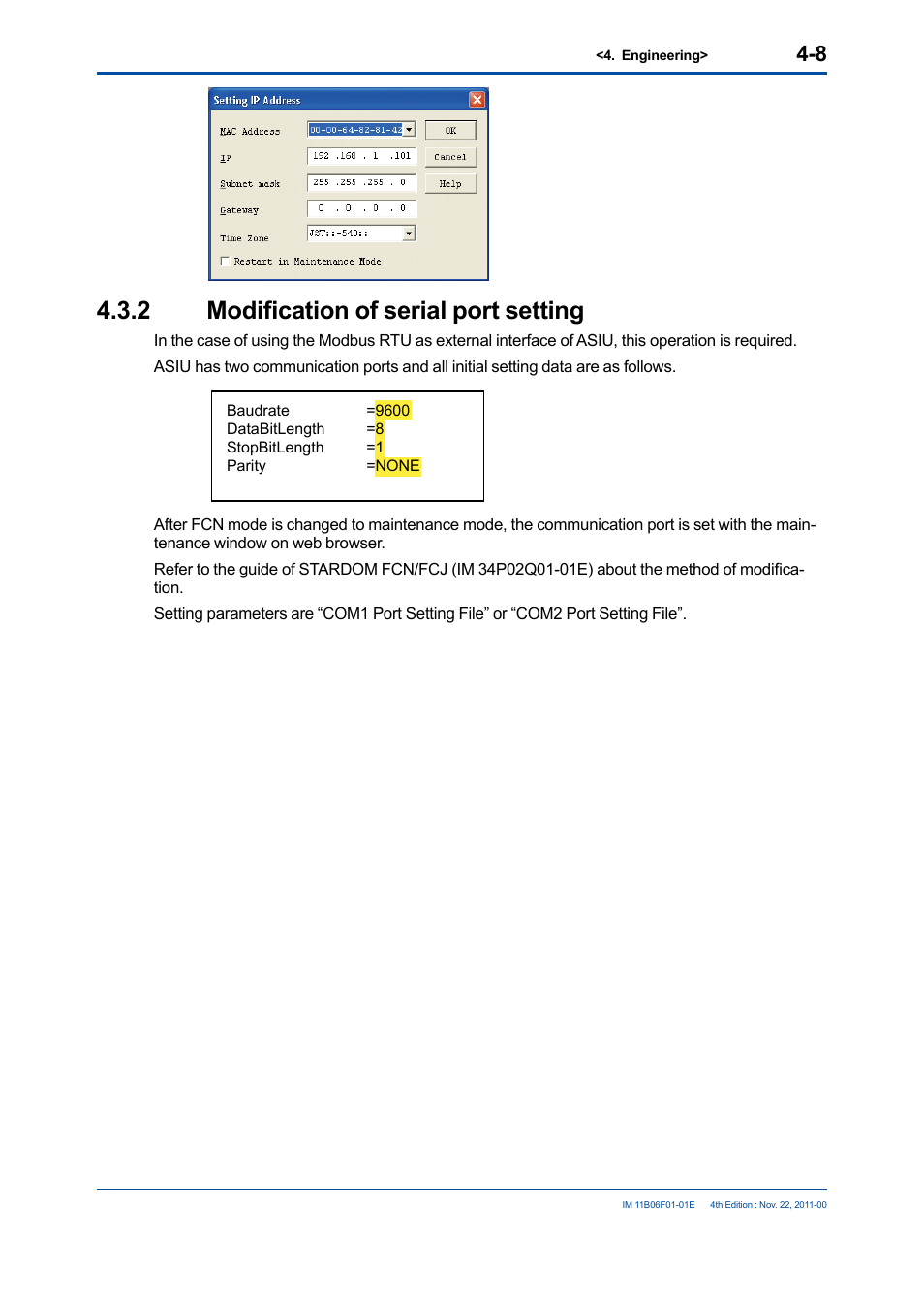 2 modification of serial port setting, Modification of serial port setting -8 | Yokogawa GC1000 Mark II Process Gas Chromatograph User Manual | Page 20 / 24