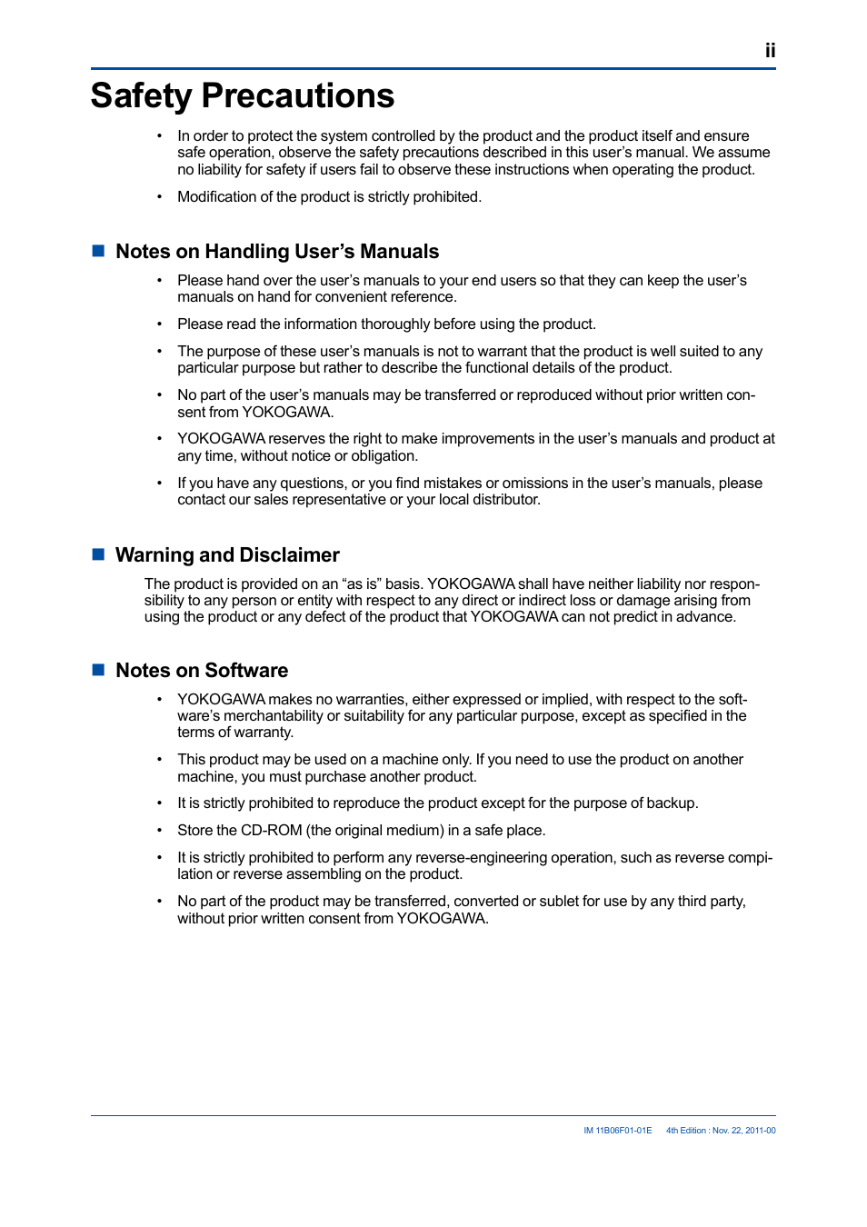 Safety precautions, Nwarning and disclaimer | Yokogawa GC1000 Mark II Process Gas Chromatograph User Manual | Page 3 / 24