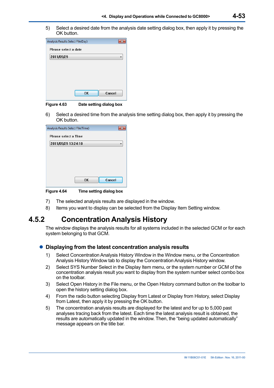 2 concentration analysis history, Concentration analysis history -53 | Yokogawa GC8000 Process Gas Chromatograph User Manual | Page 100 / 197