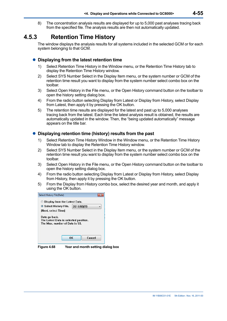 3 retention time history, Retention time history -55 | Yokogawa GC8000 Process Gas Chromatograph User Manual | Page 102 / 197