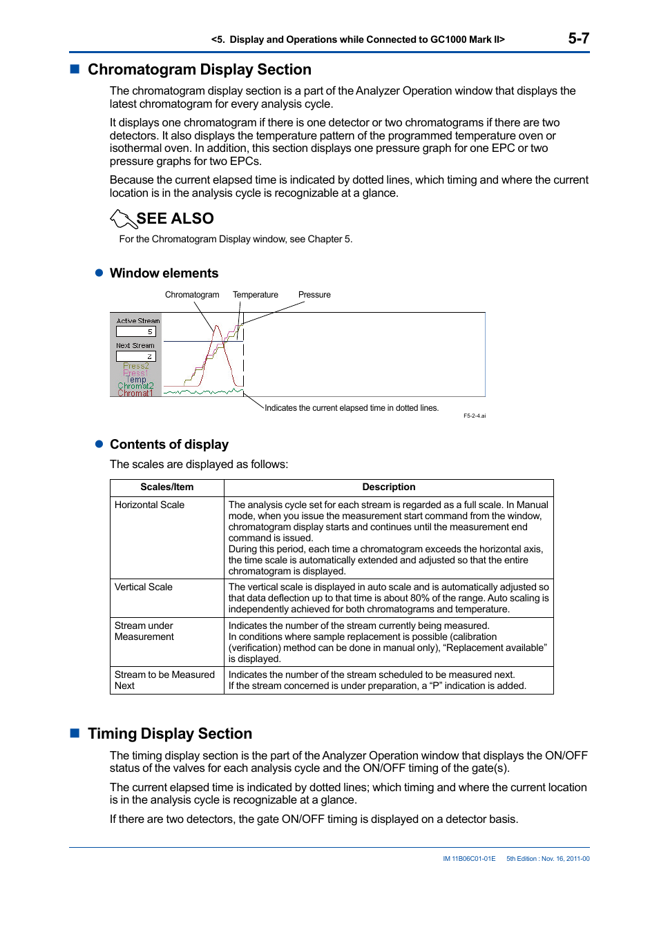 See also, Lwindow elements, Lcontents of display | Yokogawa GC8000 Process Gas Chromatograph User Manual | Page 117 / 197